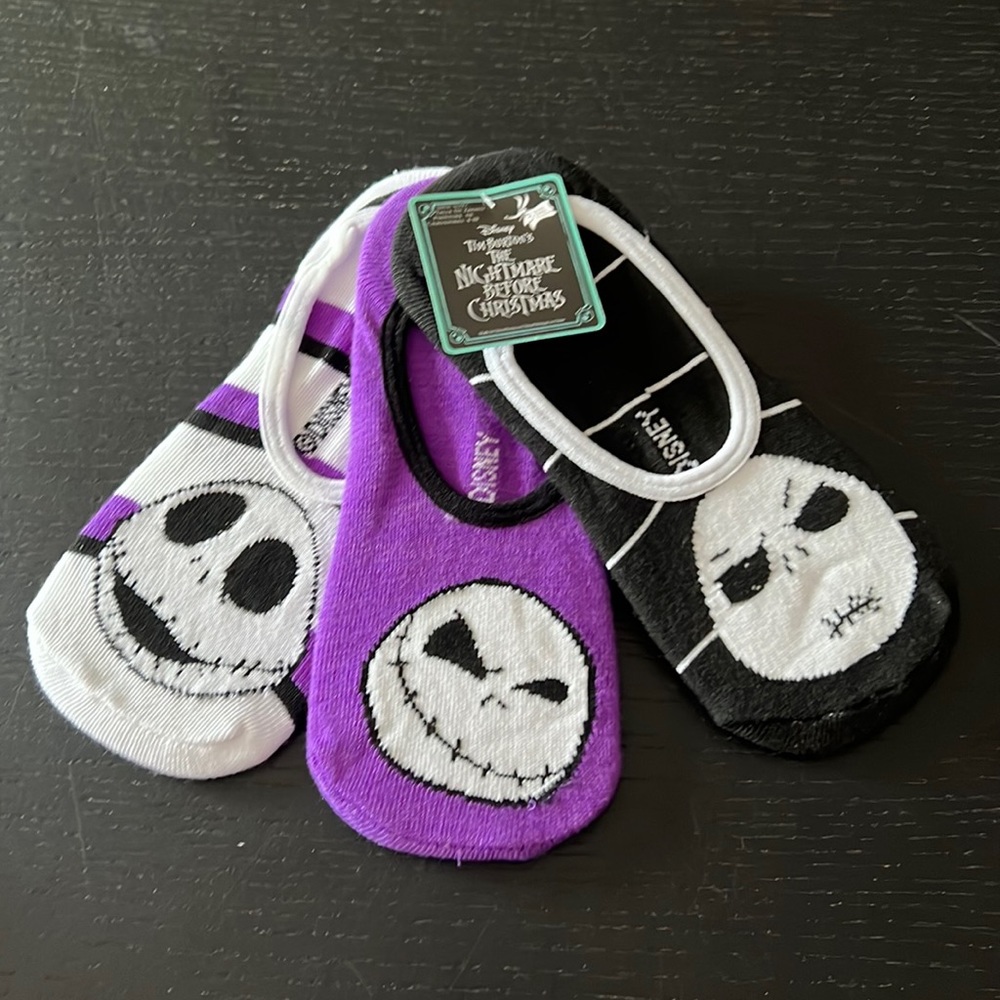 Disney Tim Burton’s Nightmare Before Christmas Liner Socks Set of Three NWT